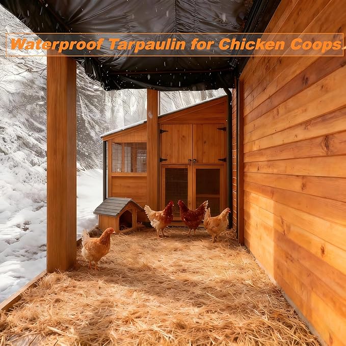 Clear Cover PVC for Poultry, Heavy Duty Vinyl Waterproof Chicken Coop Covers for Winter, Chicken Coop Winter Wrap with Elastic Cords & Grommets Windproof Transparent Coop Cover (6.6 × 16.4 ft)