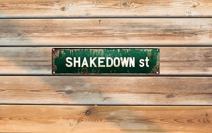 Vintage Tin Shakedown Sign Retro Metal Sign Suitable For Home Street Shop Garage Bar Farm Garden - Multi-Purpose Metal Sign For Indoor/Outdoor Use Plaque 4x16 Inch