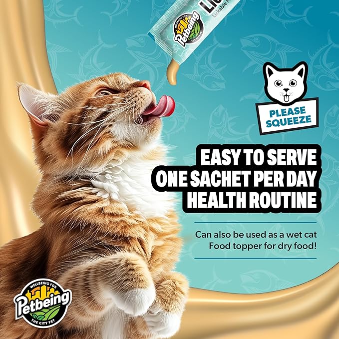 Lick a Day | Specially Formulated 7-in-1 Functions Daily Real Meat Lickable Cat Supplemets | Tasty Cat Puree Squeeze ups for Cats & Pet Vitamins Combination (7-Pack x 4, Tuna)