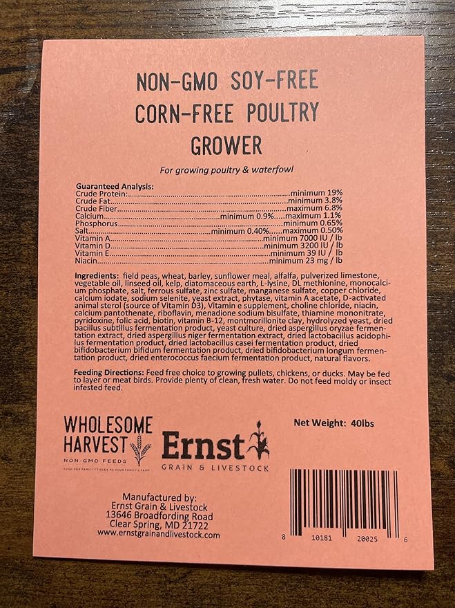Non-GMO Soy-Free Corn-Free Poultry Grower 40 lb