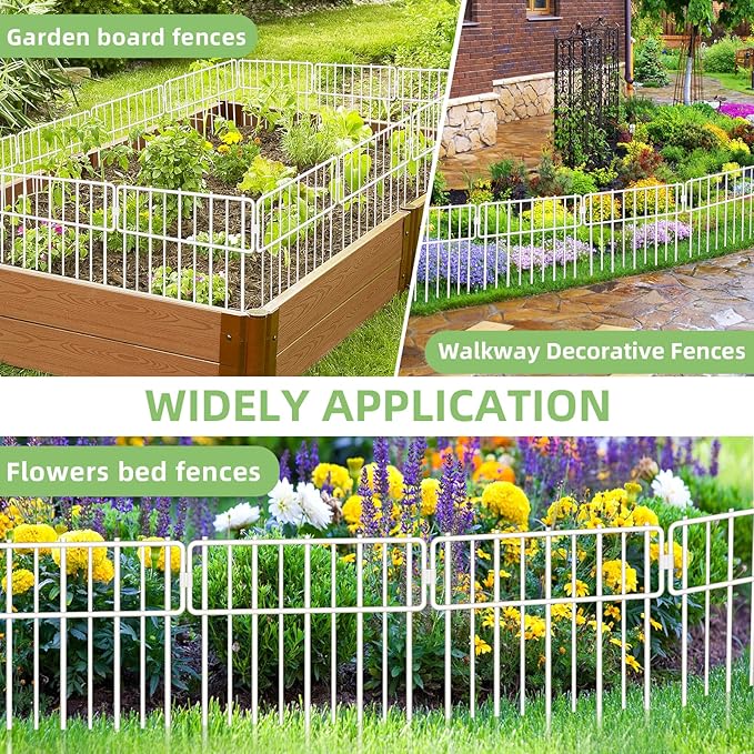 Animal Barrier Fence, 30 Pcs Upgrade 1.26 in Gap Decorative Fences No Dig Fence for Rabbits and Dog Ground Defense, Rustproof Metal Wire Garden Edging Border for Outdoor, Yard, White