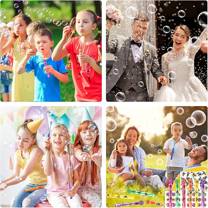 24PCS Dirt Bike DIY Bubble Wands with 96PCS Stickers - Party Favor for Goodie Bags, Pinata Stuffers, Mini Bubble Bulk Farm Birthday Supplies, Toys Gifts, Class Prizes for Toddlers, Boys & Girls
