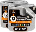 Heavy Duty Silver Poly Tarp 6' X 30' (2-Pack) - Multipurpose Protective Cover - Durable, Waterproof, Weather Proof, Rip and Tear Resistant - Extra Thick 12 Mil Polyethylene - by Xpose Safety