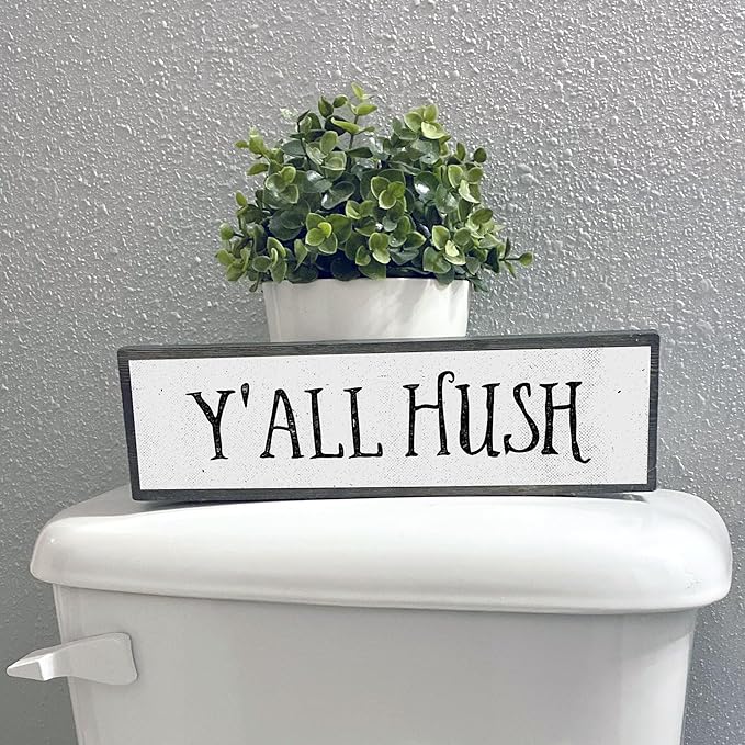 Wood & Metal Southern Sign – Weatherproof Indoor Outdoor Wall Decor – Rustic Charm with "Y’all Hush" – Gift-Wrapped & Ready to Give