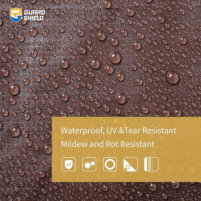 GUARD SHIELD Brown Tarp 6x8 Feet Waterproof Tarps Lightweight Camping Tarp Outdoor Multi Purpose Poly Cover 6mil
