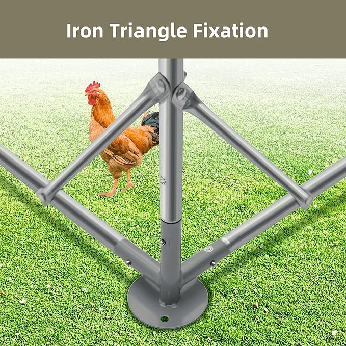 Outdoor Metal Chicken Coop,Metal Chicken Coop with Run,Walk-in Poultry Cage Spire-Shaped Chicken Run with Waterproof and Anti-Ultraviolet Cover for Outside,Backyard and Farm,19.6'x9.8'x6.4'