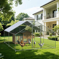Metal Chicken Coop with Cover for Yard Large Walk-in Chicken Runs for 20 Chickens with Galvanized Steel Frame for Outdoor Heavy Duty Spire Roof Poultry Cage for Hen Duck Rabbits Goose Puppy