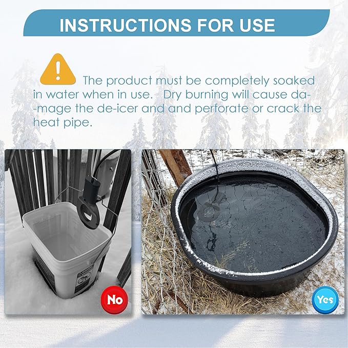 500 Watt Utility De-Icer Submergible Cast Aluminum Chicken Water Heater for Livestock Tank Heater Winter Bird Bath Heater (2, Black)