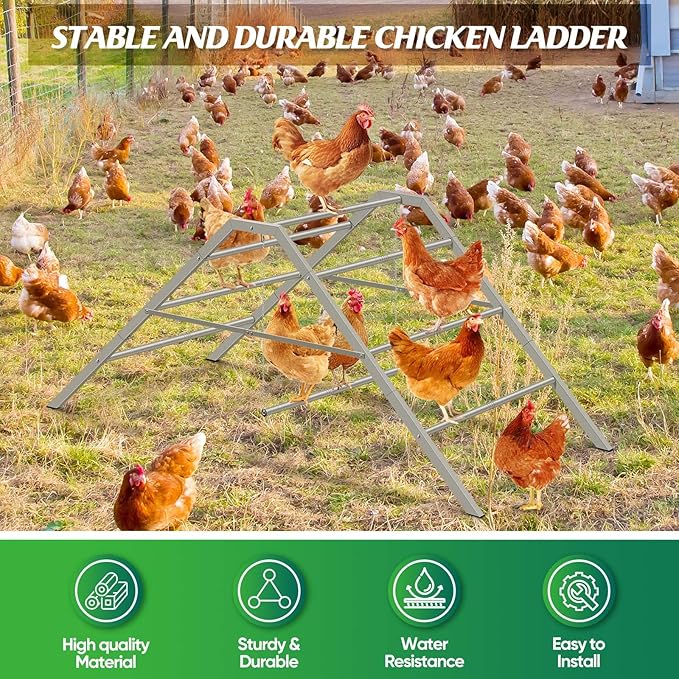 Chicken Coop Perches with Swing, Roosting Bars for Chickens in Coop, Chicken Run Accessories Toy, Ladder for Pet's Healthy & Happy, Sturdy & Easy to Clean, Suitable for Backyard Farm 60.6*32.7*28.4 in