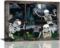 Halloween Wall Art Skeleton Pictures Wall Decor Skull Canvas Prints Framed Artwork Gothic Ghost Home Decor Office Decorations for Bathroom Living Room Bedroom Dinning Room 16"x12"