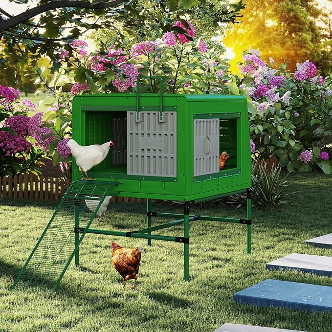 Plastic Chicken Coop Insulated Hen House Weatherproof Chicken House, Durable Cube Large Chicken Cage Easy to Assembly & Clean (Basic)