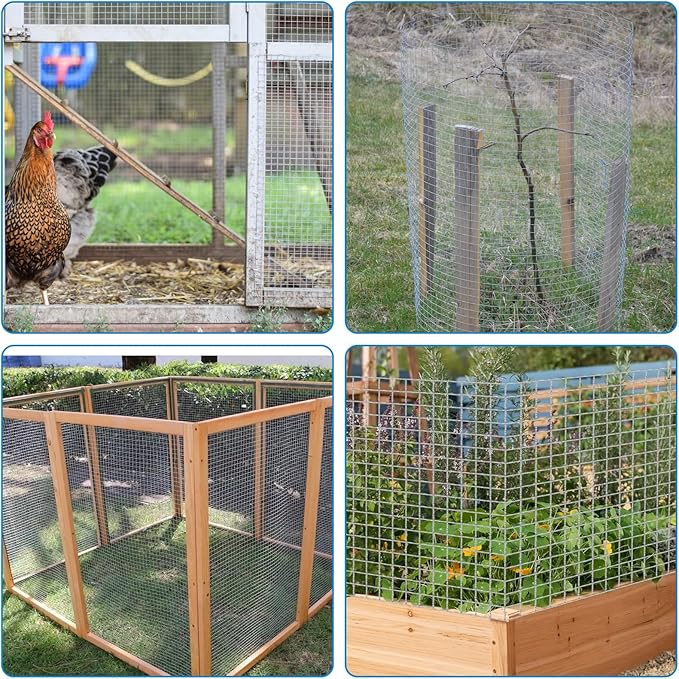 48inx100ft 1/4 in 23 Gauge Hardware Cloth, Metal Screen Galvanized Wire Mesh Welded Wire Fencing Critter Fence Poultry Netting Chicken Wire Fence Rabbit Fencing Garden Fencing Fence Netting Silver
