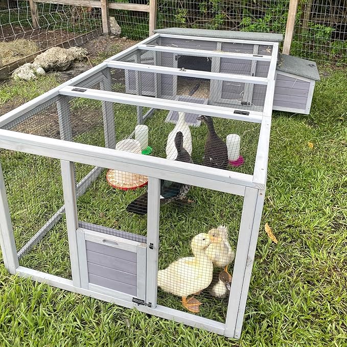 GUTINNEEN Chicken Coop 103" Large Duck Coop with Run Outdoor Chicken House with Nesting Box, 4-6 Chickens