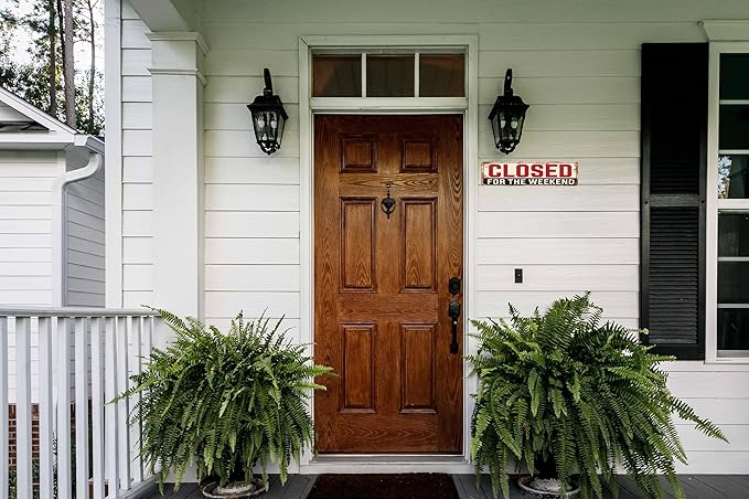 Closed for the Weekend Metal Sign 4x16in Funny Vintage Wall Plaque for Office Yard Room House Kitchen Decor