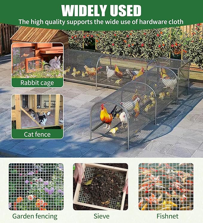 Hardware Cloth 1/4 Hot Dip Galvanized Wire Mesh Roll 23 GA Building&House Repaird Wire Fence Mesh - for DIY, Coops, Rabbit,Snake Fences, DIY Crafting,Plants Protective & Screen Mesh Silver