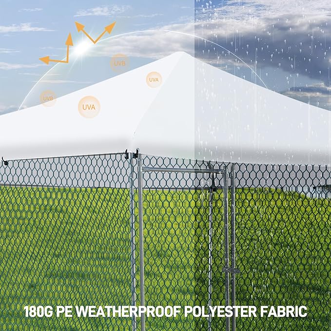 Outvita Large Metal Chicken Coop, Hexagon Walk in Chicken Run for Yard with Waterproof Cover, 13 x 11.4 x 8.6FT, Heavy Duty Steel Frame, Large Poultry Cage for Dog Kennel, Duck Coop and Hen House