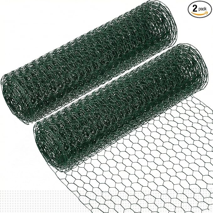 SATINIOR 2 Sheets Chicken Wire Frame Mesh for Floral Arrangements Fence Garden Poultry Netting Galvanized Hexagonal Metal Chicken Wire Fencing Roll for Craft Work Garden(23.6 x 157.4 Inches,Green)