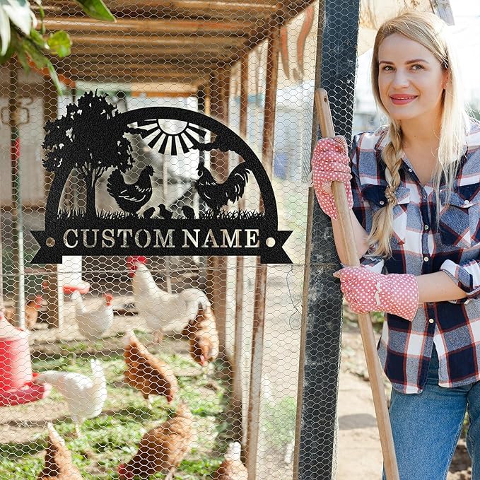 Custom Chicken Coop Signs, Personalized Chicken Coop Signs, Custom Metal Farm Sign for Outdoor, Chick Hen House Sign Funny Farmhouse Outside Wall Decor Gift