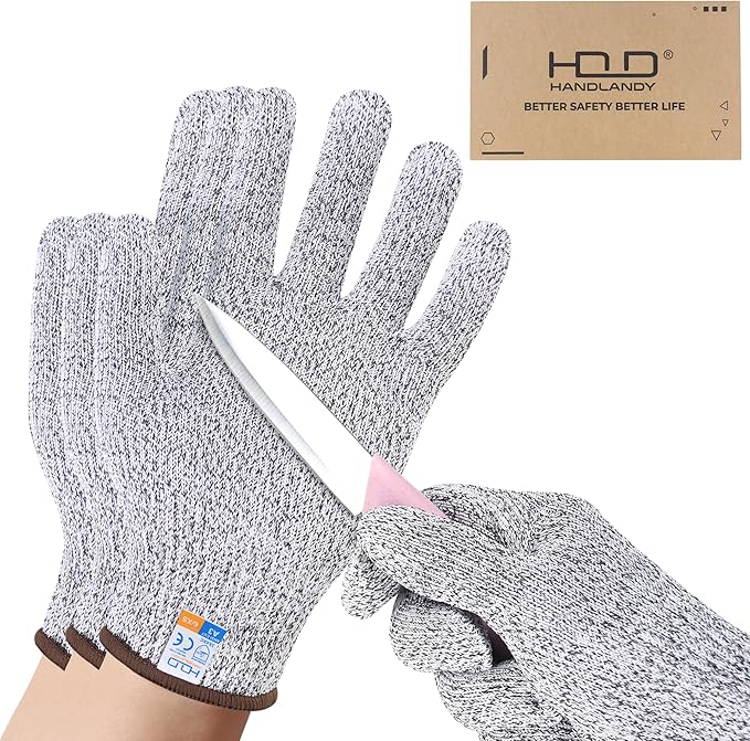 HANDLANDY Cut Resistant Gloves for Adult & Kids, Food Grade Anti-Cut Safety Gloves for Cooking Mandolin Meat Cutting Fishing