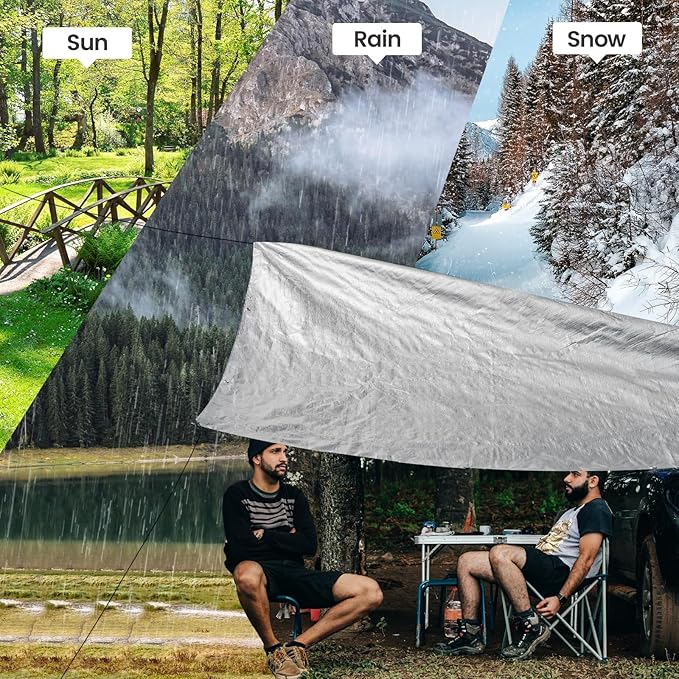 TICONN Heavy Duty Tarp Cover, Extra Thick Tarps Waterproof Tear and Rip Proof UV Resistant Tarpaulin with Reinforced Grommets and Edges (16 Mil, 8'x10')