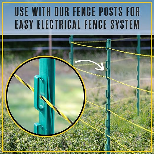 Houseables Electric Fence Wire, Hot Wire Fence, Electric Fencing, Livestock Fencing, Electrical Polywire Rope for Chicken, Agricultural, Goat, Garden, Dogs, Horse, Pig, Poly, 1026 Meters (3366 Feet)