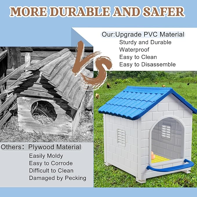 Nesting Boxes for Chicken, Plastic Single Compartment Chicken Nesting Box for Laying Eggs for Hens, Ducks and Poultry - Blue