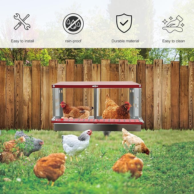 XINYI Chicken Nesting Boxes for Laying Eggs,Metal Coop for 2 Chickens,Roll Away Nesting Boxes,Easy Egg Collection,Brooder Box for Rabbit,Squirrel,Parakeet,Owl,Cockatiel,Robin