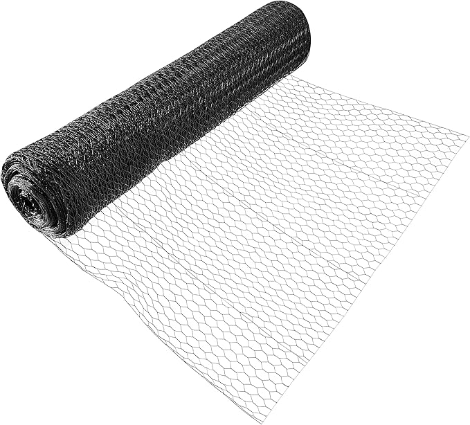 Fencer Wire 20 Gauge Black Vinyl Coated Poultry Hex Netting with 1 inch Mesh (4 ft. x 150 ft.)