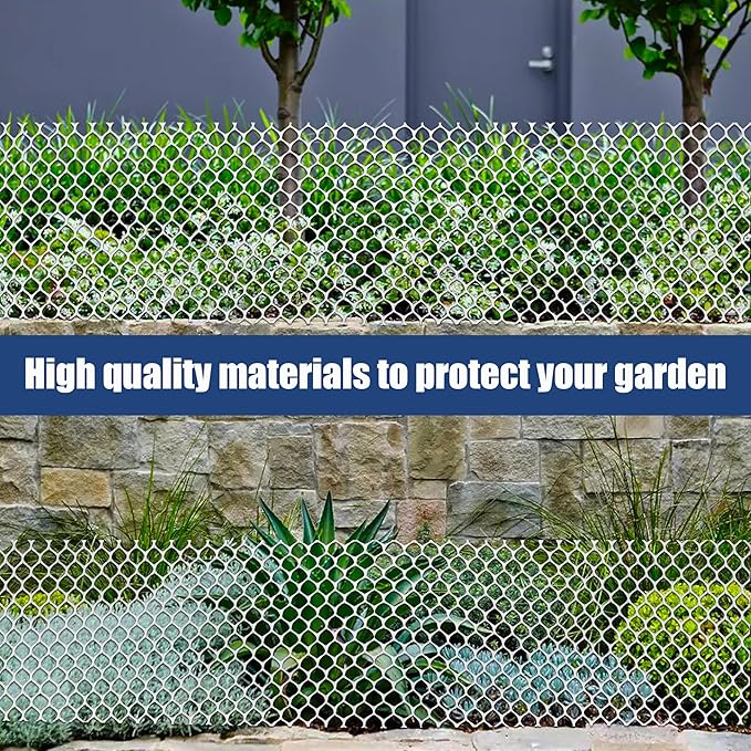 White Plastic Chicken Wire mesh 15.7IN x 33FT,Plastic Chicken Wire Fencing,Poultry Netting,Plastic mesh for Garden,Balcony Fence,Chicken Wire Frame for Crafts, Floral Mesh.with 100 Ties