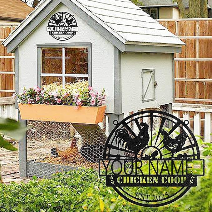 Custom Chicken Coop Signs, Personalized Chicken Coop Signs, Custom Metal Farm Sign for Outdoor, Chick Hen House Sign Funny Farmhouse Outside Wall Decor Gift