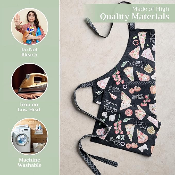 Maison d' Hermine 100% Cotton Apron for women with Pocket Kitchen Chef Apron for Men Cooking Easter Decorations