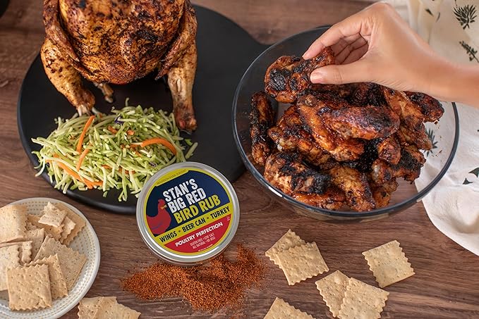 Stan’s Big Red Bird Rub – Poultry Seasoning for Deep Fried Turkey, BBQ Chicken and Wings – Perfect Beer Can or Spatchcock – All Natural, Gluten-Free, Low Salt, No MSG – 3oz Fresh-Sealed Pouch in Reusable Tin