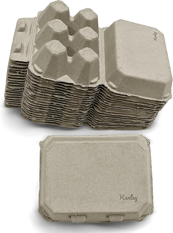 Half Dozen Blank Egg Cartons – Flat Top Half-Dozen Holder, Recyclable Pulp, Ideal for Farm-Fresh Eggs, DIY Custom Labeling, Eco-Friendly Storage - 20 Pack