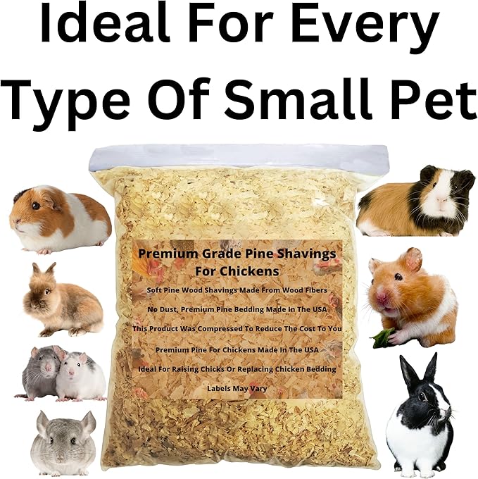 Premium Pine Bedding | Dust Free, Soft Shavings | All Natural | Chicken Coops | Animal Bedding | Small Animals | Odor Control (8 Quart)