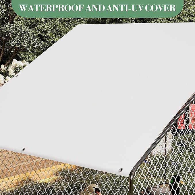 Large Metal Chicken Coop with Waterproof Cover, 10 x6.5 x 6.5 Ft Walk-in Chicken Runs for Yard, Galvanized Wire Poultry Chickens Hen Pen Cage for Backyard Farm