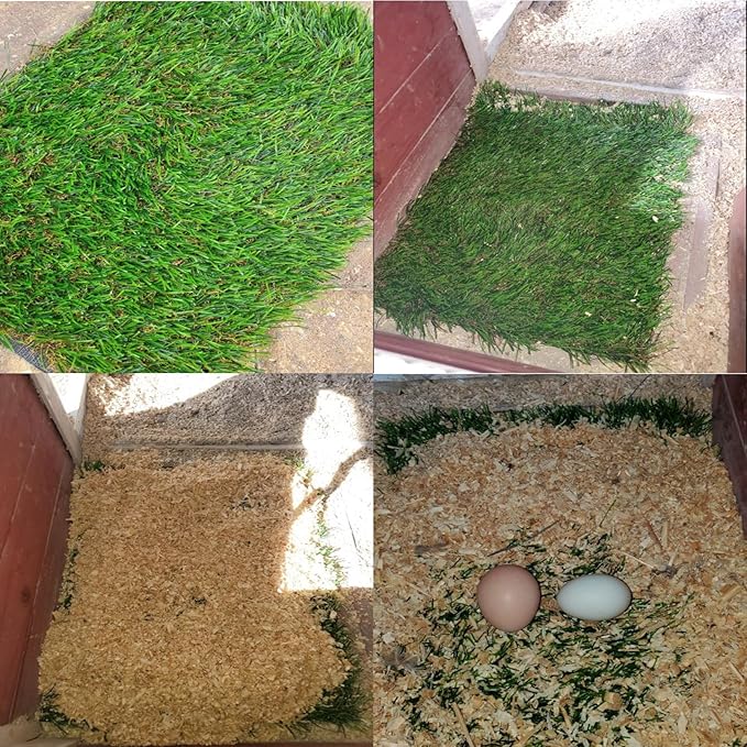 8PCS Chicken Nesting Pads for Laying Eggs,Washable Nest Box Pads Reusable Grass Mat Green Artificial Chicken Coop Liner Bedding for Hen,Chick,Duck