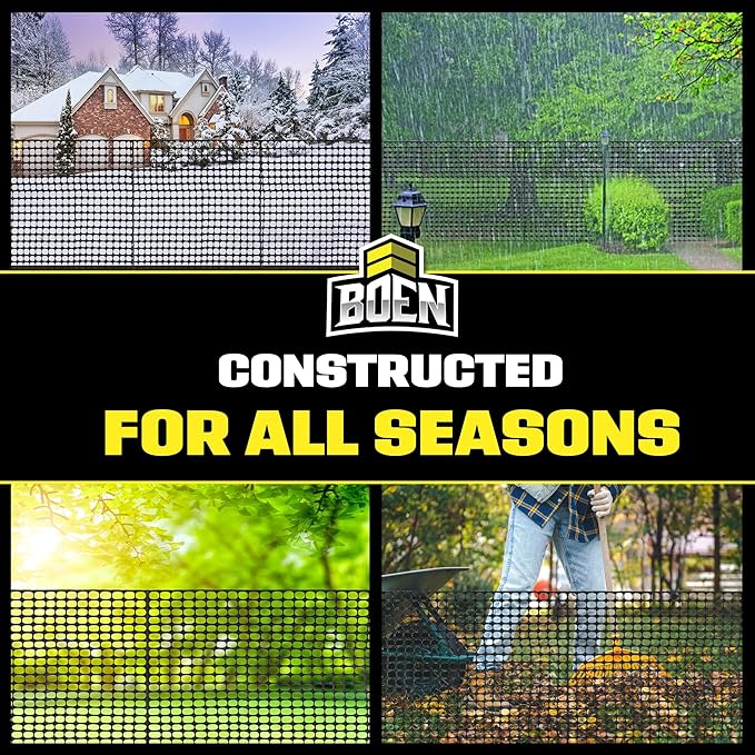 BOEN 4' x 50' Black Temporary Fencing, Mesh Snow Fence, Plastic, Safety Garden Netting, Above Ground Barrier, for Deer, Kids, Swimming Pool, Silt, Lawn, Rabbits, Poultry, Dogs