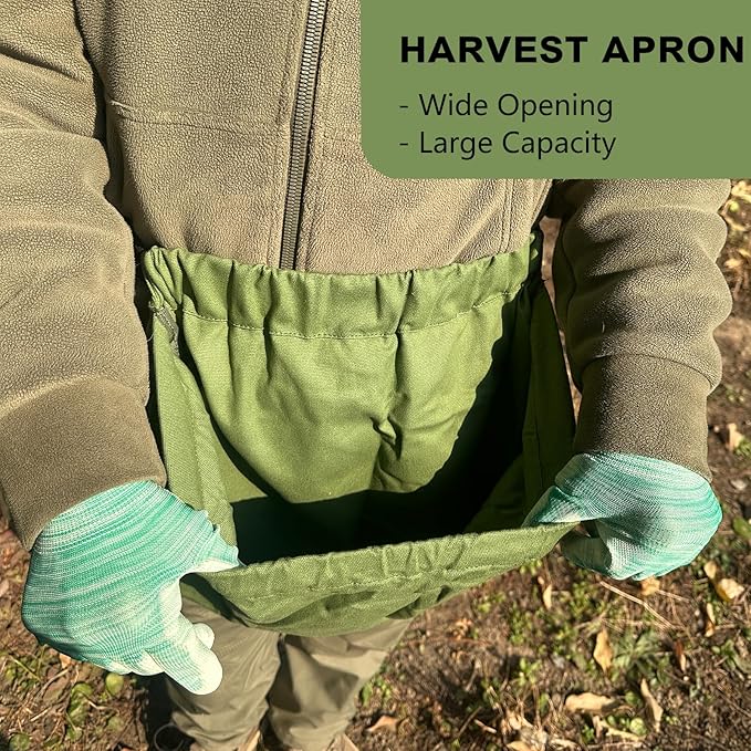 Adjustable Garden Apron with Storage Pouch for Harvesting, Fruit Picking, Vegetables, Hands-Free Design