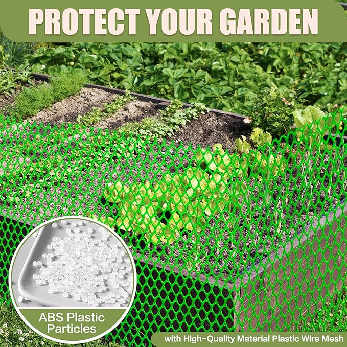 Plastic Pet & Garden Fence - Green 15.7in X 33ft Roll Multi-Use Decorative Chicken Wire Fencing for Poultry, Gardening & Animal Barriers