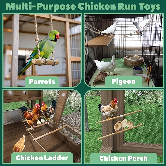 Chicken Toys for Coop, Chicken Perch for Coop, Chick Swing, Chain Chick Ladder, Chick Roosting Bars, Easy to Install