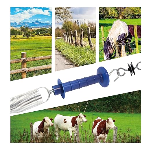 15 Pack Electric Fence Insulated Plastic gate Handle with Internal Spring and Double Ring end, Blue，for Electric Fence Gate Livestock Fence Agricultural Fencing and Pasture