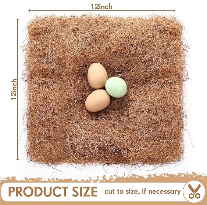 Yerliker 24 Pack Chicken Nest Box Pads Laying Hen Nesting Box Liners Nesting Pads Natural Coconut Fiber for Chicken Coop Bedding Fit Most Nest Boxes