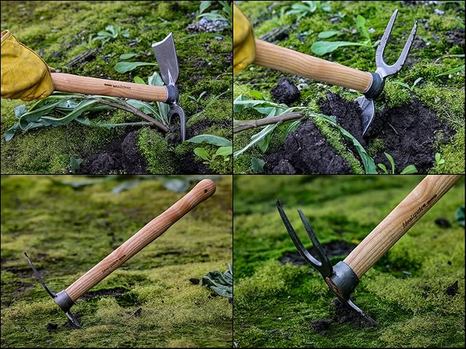IDEALSPATEN - Made in Germany Since 1899 Heidelberg Hand Mattock - Professional Compact Small Cultivator Garden Tool 3lb - 15.5in (Heidelberg)#IS330