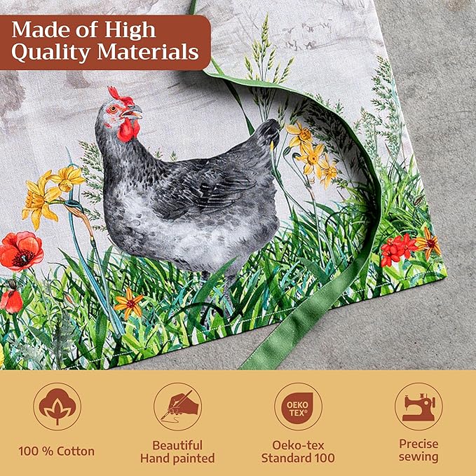 Maison d' Hermine 100% Cotton Apron for women with Pocket Kitchen Chef Apron for Men Cooking Easter Decorations