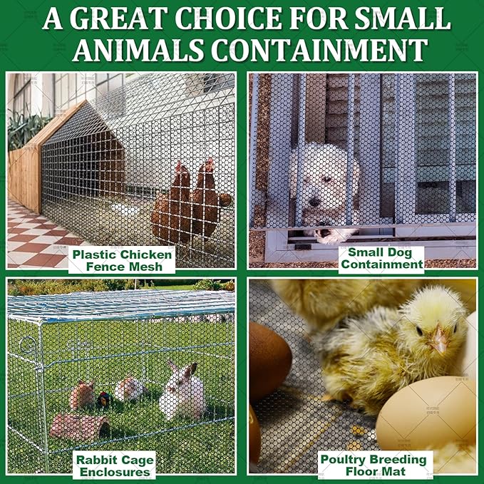 Plastic Wire Fence Mesh Roll, Sturdy Plastic Chicken Wire Mesh, Versatile Animal Fencing Barrier, Garden Netting Solution to Pet, Poultry, Cats, Crafts and Gardening (Black, 15.75INx59FT)