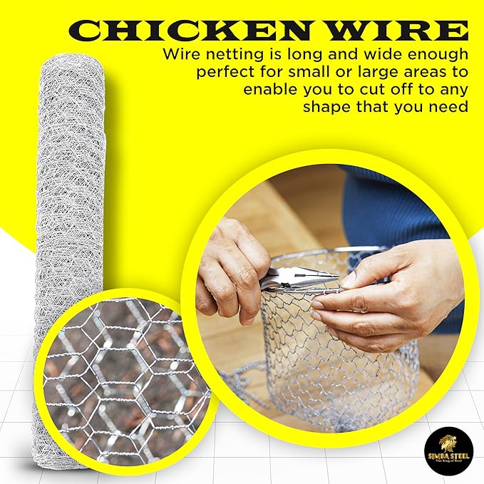 Chicken Wire 24 in x 100 FT x 1” Mesh x 20GA | Poultry Wire Netting | Hot Dipped Galvanised | Hexagonal Galvanized Mesh for Chicken Coop, Rabbit Fence (PM 24 x 100)