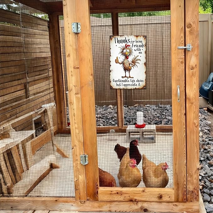 Funny Chicken Signs - Chicken Coop Thanks For Being Friends With Me Tin Signs For Lovers Gifts Outdoor Home Farm Wall Art Decor 8x12 Inch
