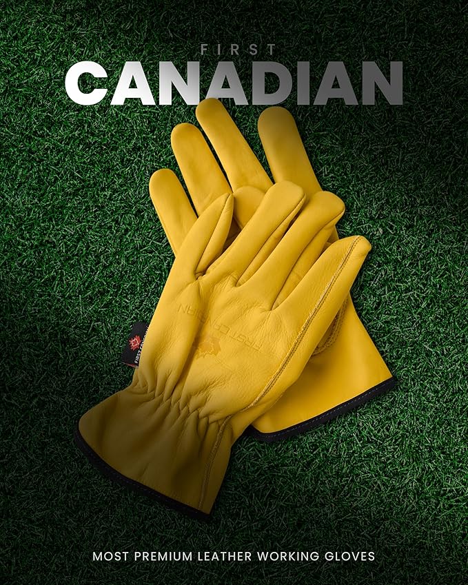 2 Pair Heavy Duty Leather Work Gloves for Men & Women – Water-Resistance, Cowhide Construction & Yard Leather Gloves – Puncture Resistant Safety Gloves for Landscaping & Outdoor Use (Unlined, XL)