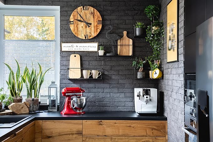 CSWLJS Farmhouse Kitchen Wall Decor Meals and Memories Are Made Here Sign Rustic Metal Kitchen Signs Dinning Room Wall Decor 4x16 In