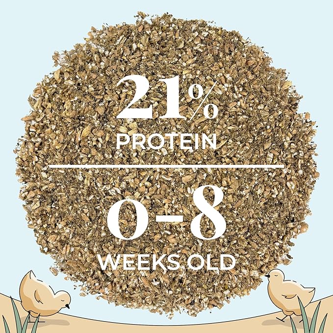 Mile Four Organic Baby Chick Feed Kit | Feeds 10 Baby Chickens for 8 Weeks | Organic, Non-GMO, 21% Protein Chicken Feed (115 lb) + Chick Grit (20 lb)